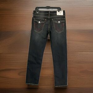 $199 Mens Size 32 True Religion Geno BIG T Flap Relax Slim Jeans Grey Humid Wash